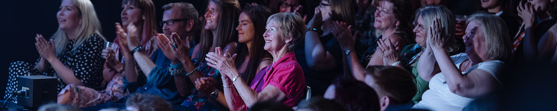 An audience at a Fringe show applauds.